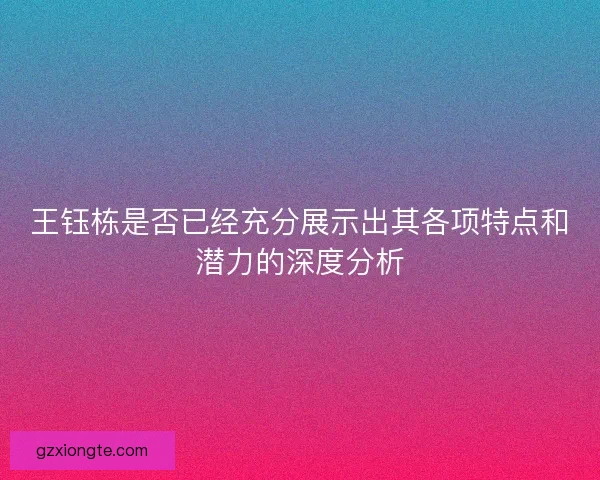 王钰栋是否已经充分展示出其各项特点和潜力的深度分析