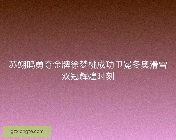 苏翊鸣勇夺金牌徐梦桃成功卫冕冬奥滑雪双冠辉煌时刻
