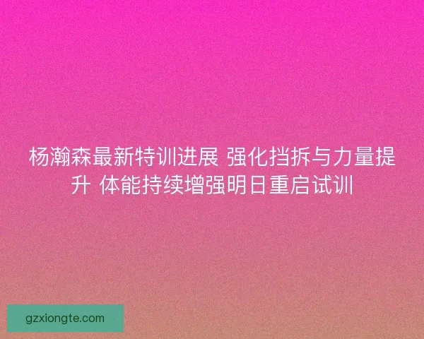 杨瀚森最新特训进展 强化挡拆与力量提升 体能持续增强明日重启试训