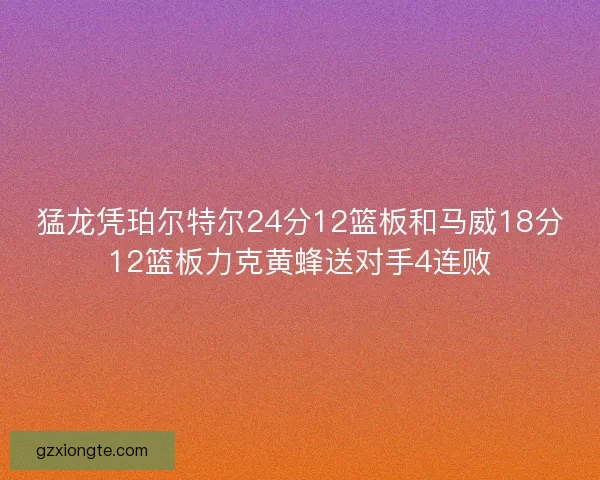 猛龙凭珀尔特尔24分12篮板和马威18分12篮板力克黄蜂送对手4连败